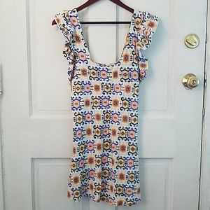 Patterned ruffle sleeveless summer dress